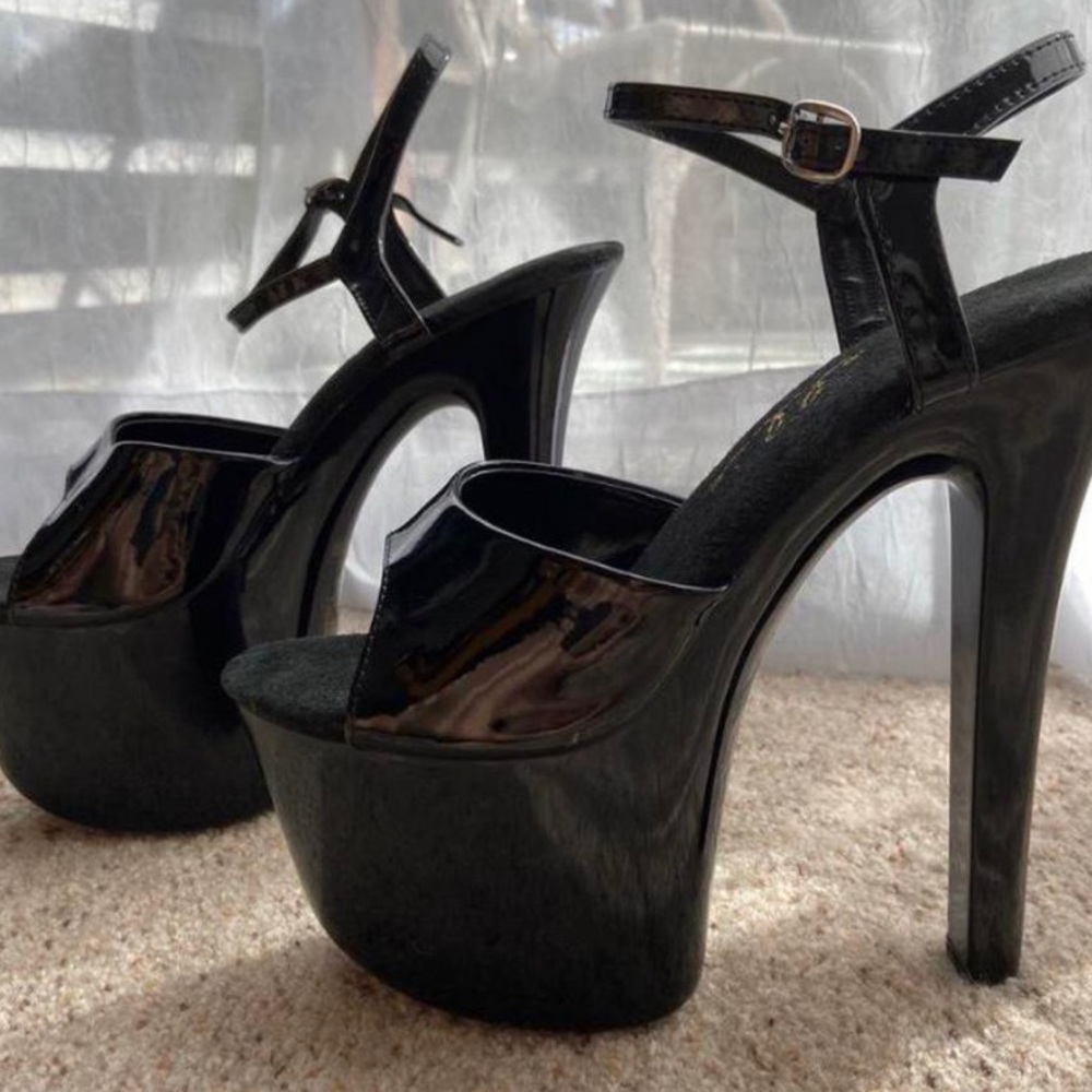 Black Stripper Heels/ Pleasers